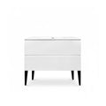 Vanité autoportante blanc lustré avec lavabo en marbre artificiel 35.4" x 18.1" x 33.3"