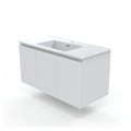 Vanité murale blanc mat cannelée avec lavabo en marbre artificiel 39.4" x 18.1" x 20.5"