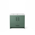 Vanité autoportante vert anglais avec lavabo en marbre artificiel 35.4" x 19.7" x 33.5"