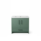 Vanité autoportante vert anglais avec lavabo en marbre artificiel 35.4" x 19.7" x 33.5"