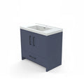 Vanité autoportante bleu de Malte avec lavabo en marbre artificiel 35.4" x 19.7" x 33.5"