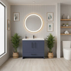 Vanité autoportante bleu de Malte avec lavabo en marbre artificiel 35.4" x 19.7" x 33.5"