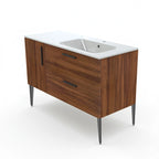 Vanité autoportante Noisette cannelée avec lavabo en marbre artificiel 47.2" x 19.7" x 33.5"