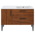 Vanité autoportante Noisette cannelée avec lavabo en marbre artificiel 48"