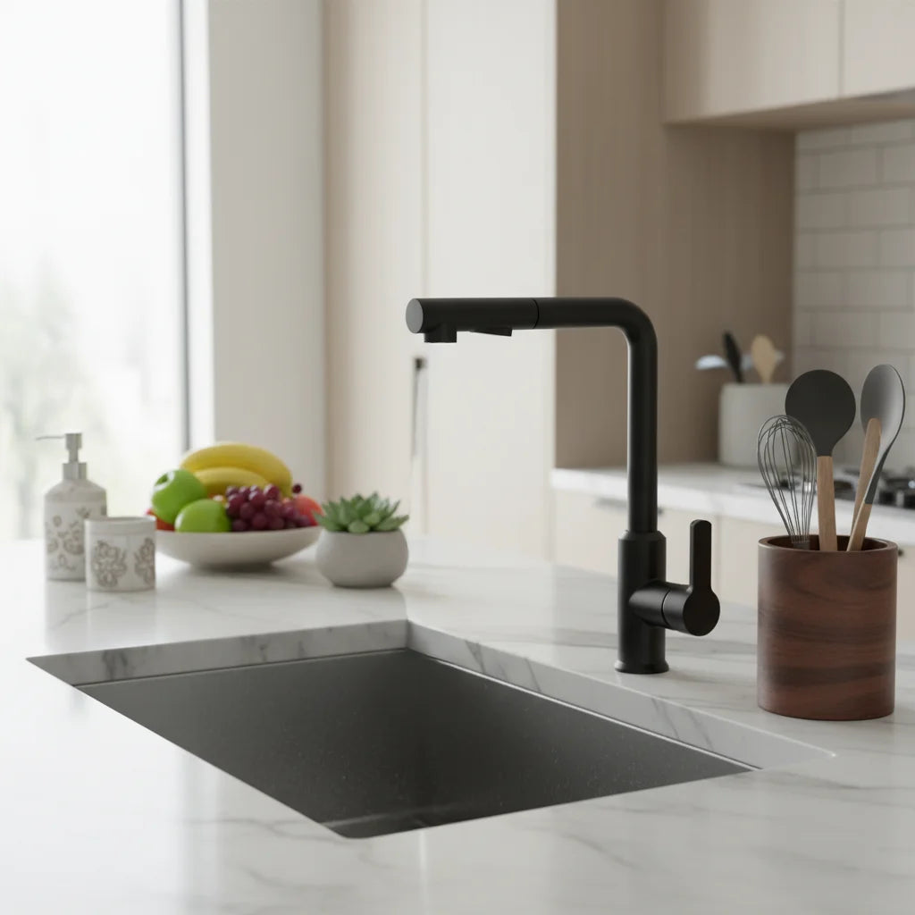 Robinet de cuisine Coulonge avec bec rétractable 2 jets