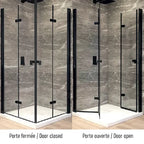 Série Della ensemble de douche noir (2 portes battantes vers l’intérieur avec base)