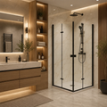 Série Della ensemble de douche noir (2 portes battantes vers l’intérieur avec base)