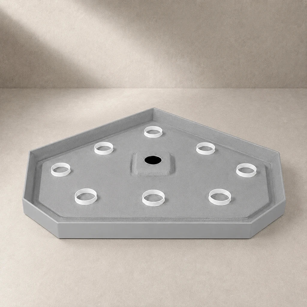 Base de douche néo-angle blanche drain central