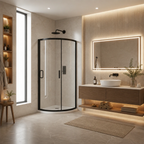 Série Fairmont ensemble de douche noir (porte coulissante semi-ronde avec base)