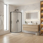 Série Fairmont ensemble de douche noir (porte coulissante semi-ronde avec base)