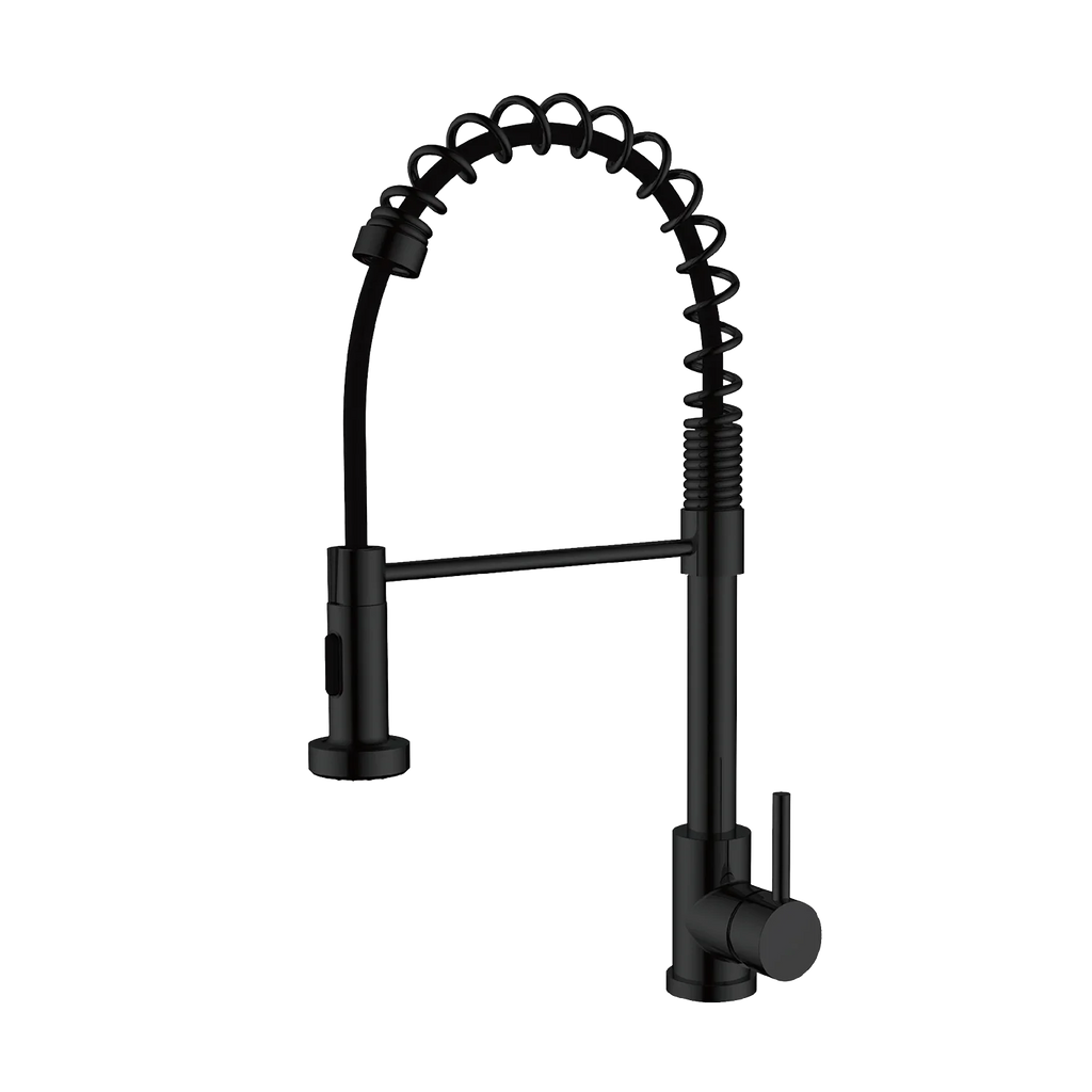 Robinet de cuisine Fraser noir mat avec bec à ressort rétractable