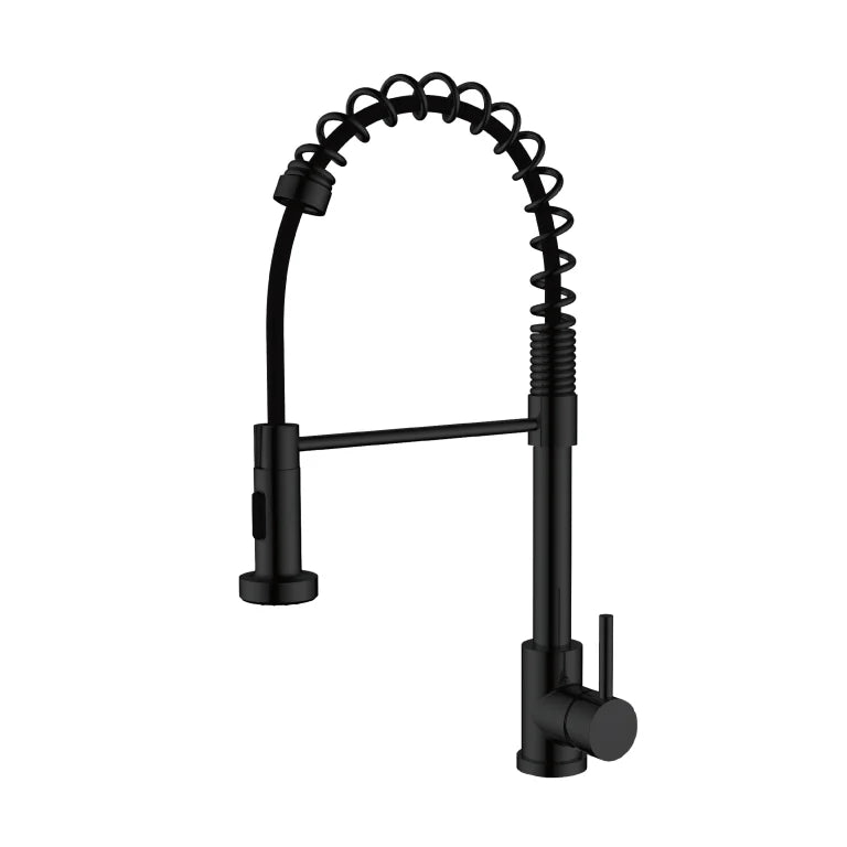 Robinet de cuisine Fraser noir mat avec bec à ressort rétractable
