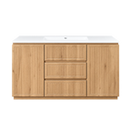  24" Natural Oak and Black Wall-Mounted Vanity with Sintered Stone Countertop
