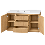  24" Natural Oak and Black Wall-Mounted Vanity with Sintered Stone Countertop