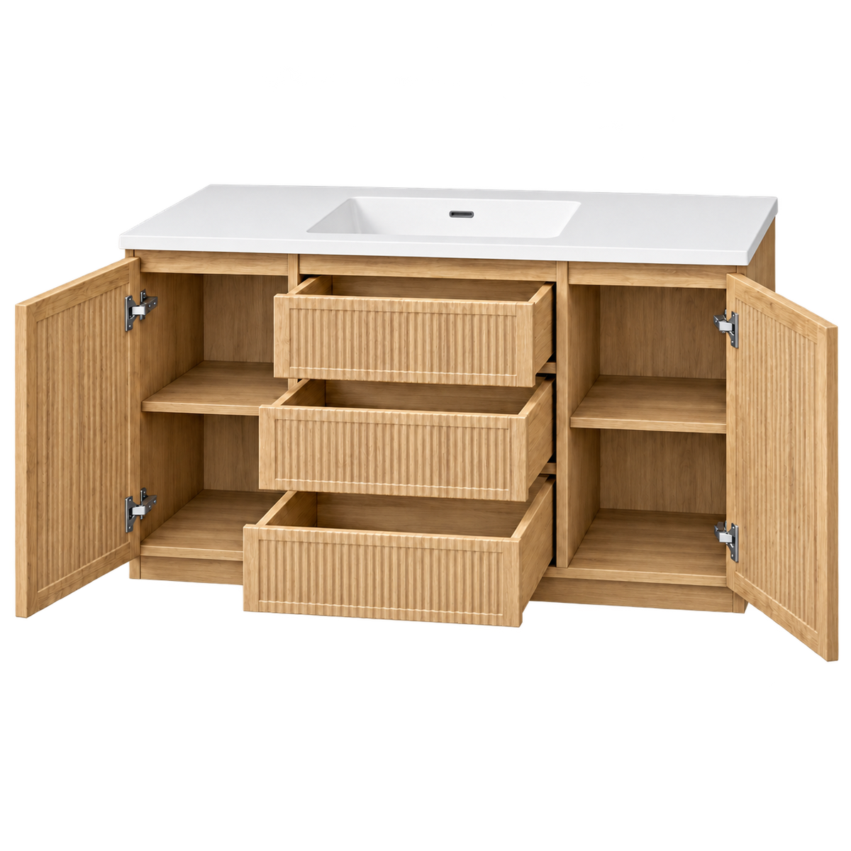  24" Natural Oak and Black Wall-Mounted Vanity with Sintered Stone Countertop