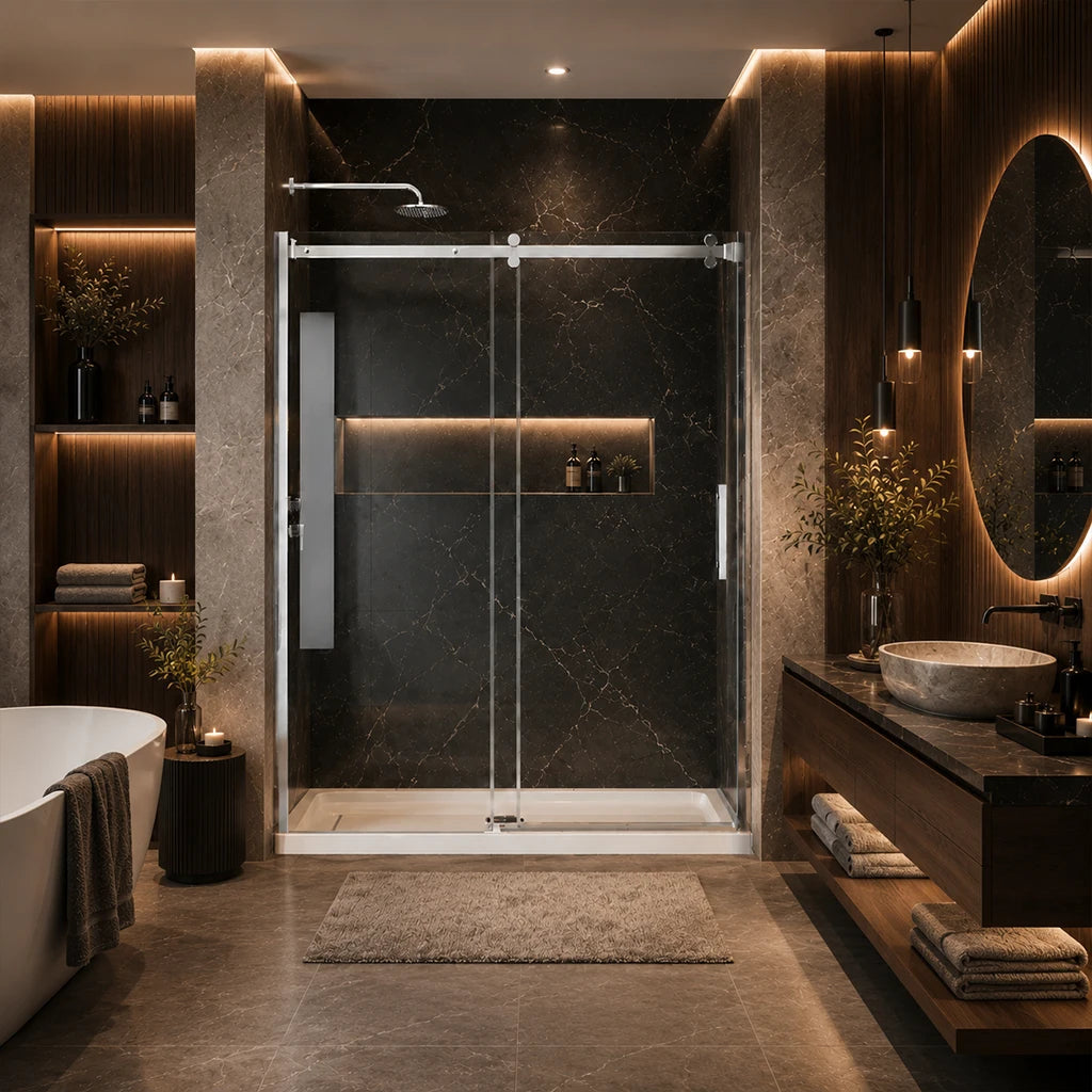 Série Grand ensemble de douche alcôve avec base
