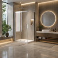 Série Grand ensemble de douche chrome (porte coulissante, panneau latéral et base)