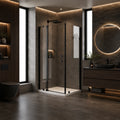 Série Hunlen ensemble de douche noir (ouverture extérieure, base et porte avec panneau latéral)