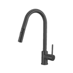 Robinet de cuisine Laforge noir mat avec bec arqué rétractable 2 jets