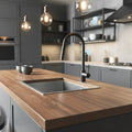 Robinet de cuisine Laforge noir mat avec bec arqué rétractable 2 jets