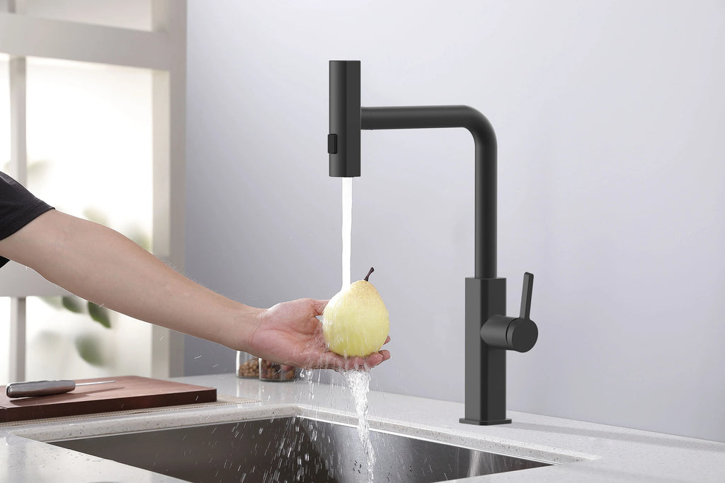 Robinet de cuisine Louvart avec bec pivotable et rétractable 3 jets
