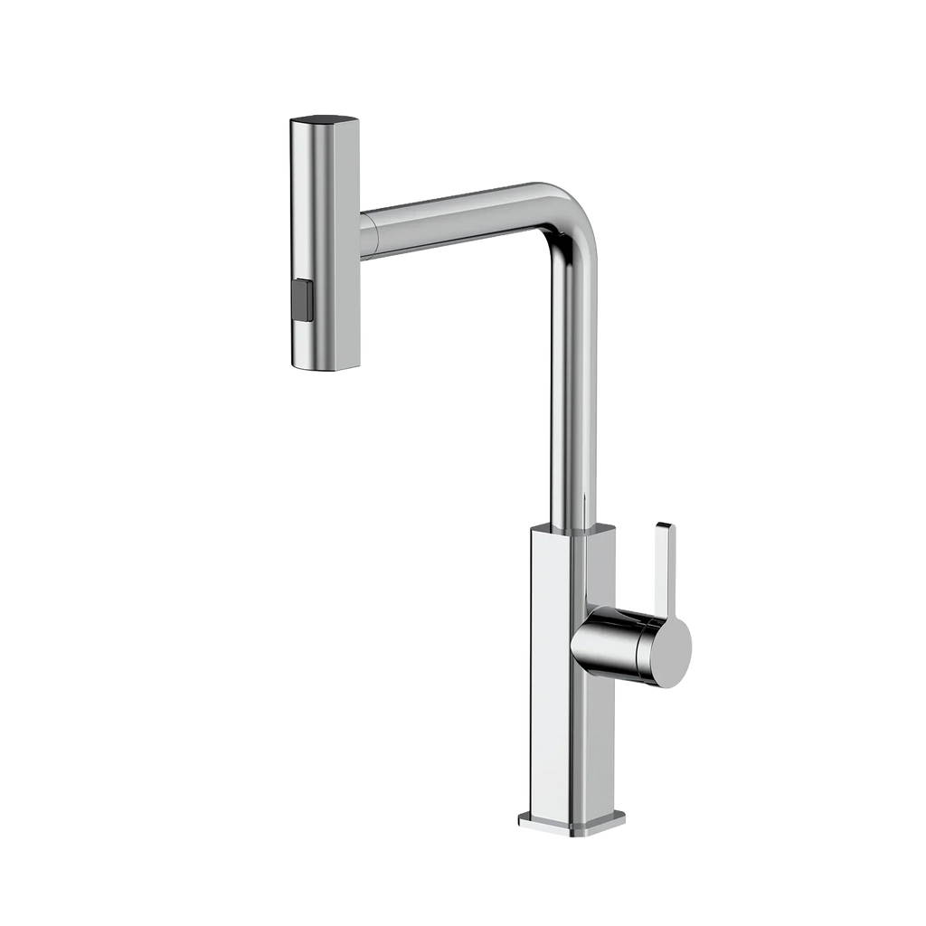 Robinet de cuisine Louvart avec bec pivotable et rétractable 3 jets