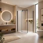 Série Niagara ensemble de douche noir ( porte coulissante, panneau latéral et base )