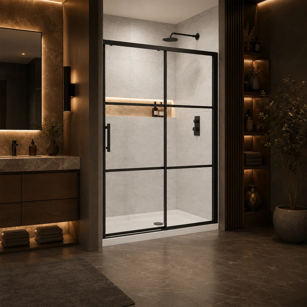 Série Panther ensemble de douche alcôve noir avec base
