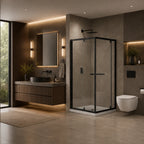 Série Parry ensemble de douche noir (porte pivotante intérieure, panneau latéral et base)