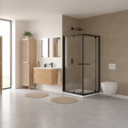 Série Parry ensemble de douche noir (porte pivotante intérieure, panneau latéral et base)