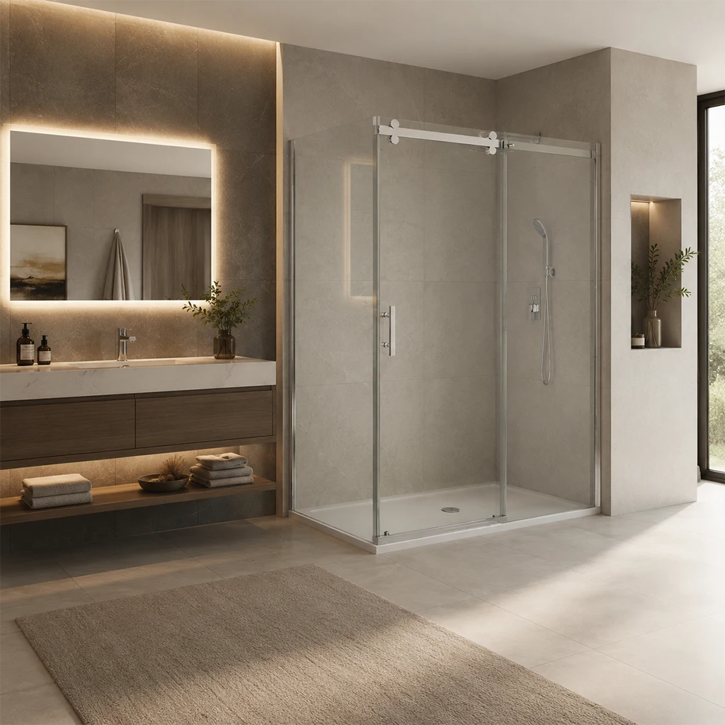Série Shawinigan ensemble de douche (porte coulissante, panneau latéral et base)