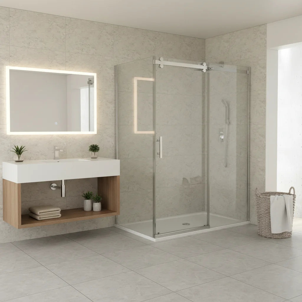 Série Shawinigan ensemble de douche (porte coulissante, panneau latéral et base)