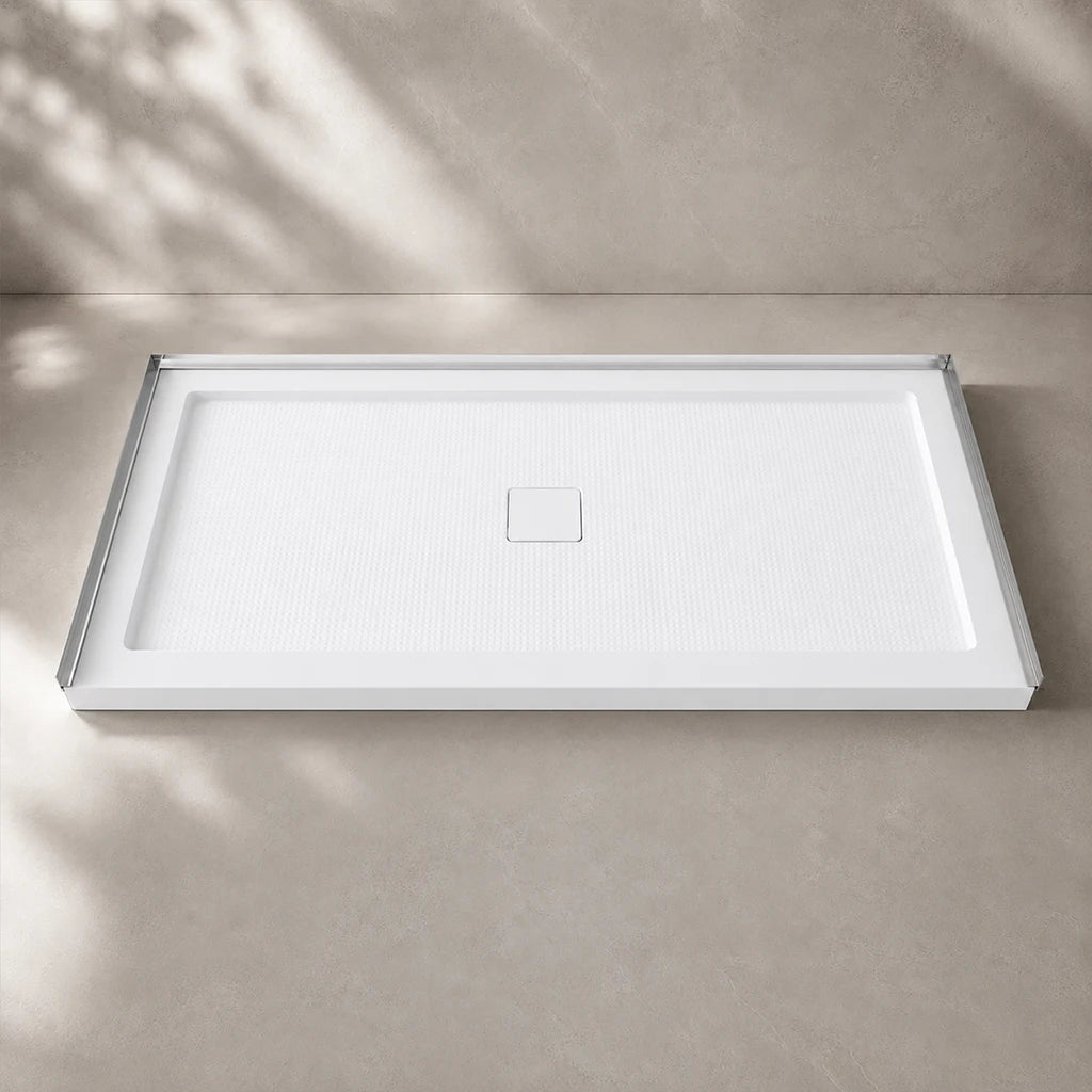 Base de douche rectangulaire antidérapante avec drain central