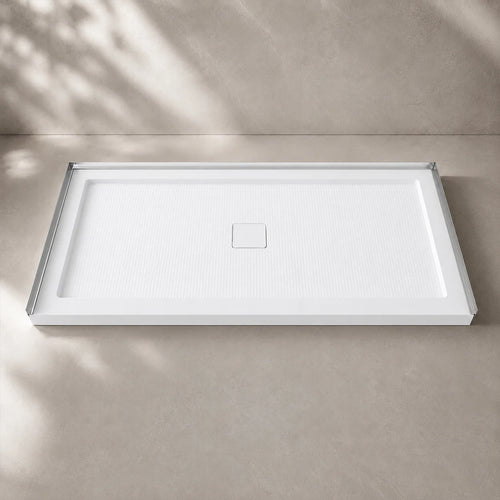 Base de douche rectangulaire antidérapante avec drain central
