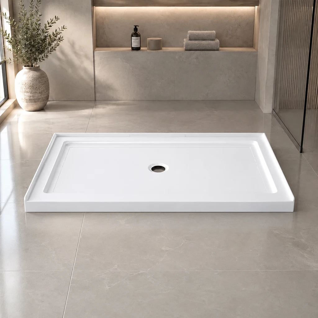 Base de douche rectangulaire drain central