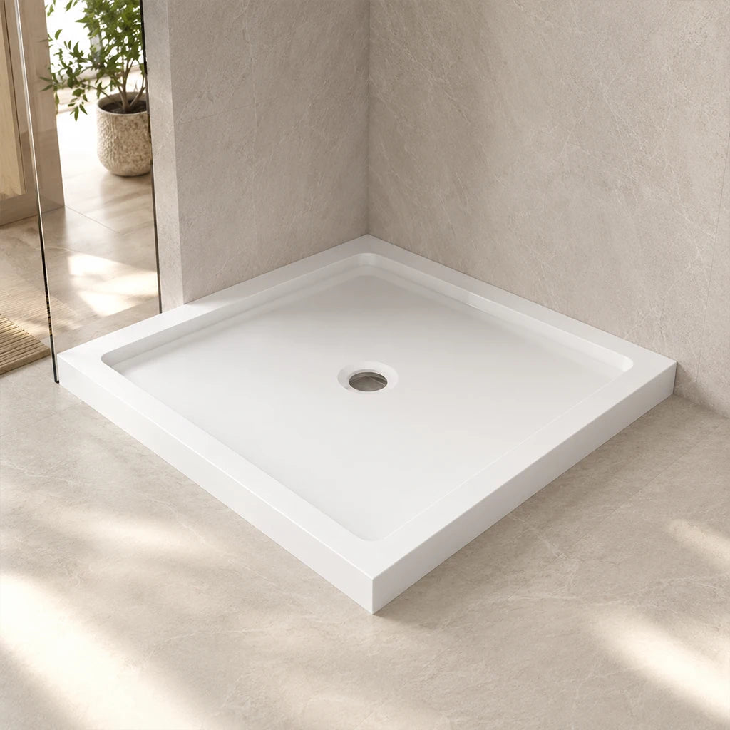 Base de douche carrée drain central