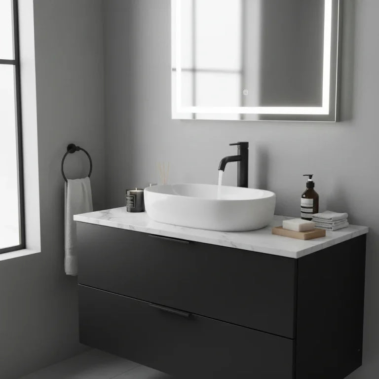 Robinet de salle de bain Peuplier noir mat
