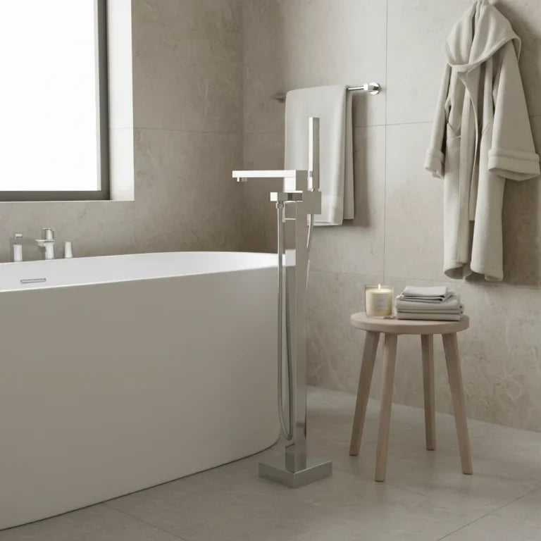 Armitage Freestanding Bathtub Faucet with Integrated Hand Shower
