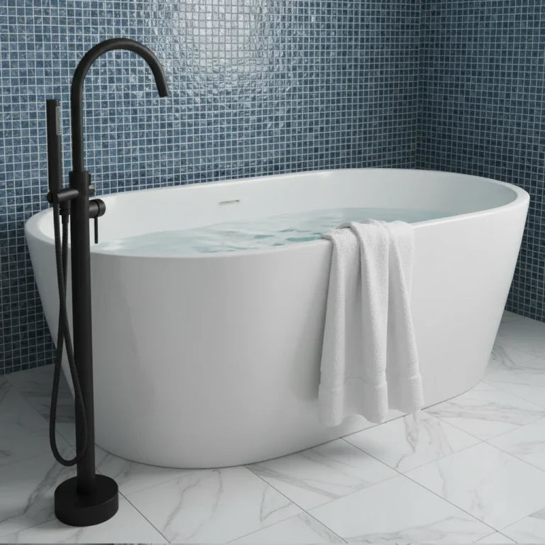 Robinet de bain autoportant Théodat avec douchette à main intégrée