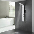Colonne de douche blanche et miroir avec douchette à main et jets corporels
