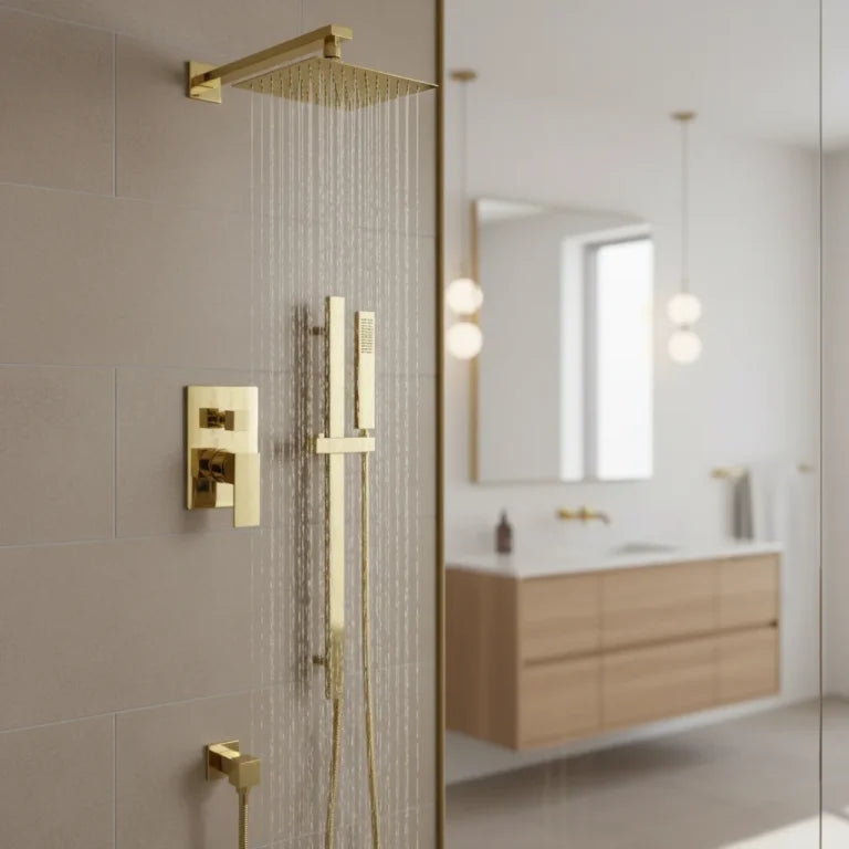 Ensemble de douche pluie avec pomme carrée et douchette à main