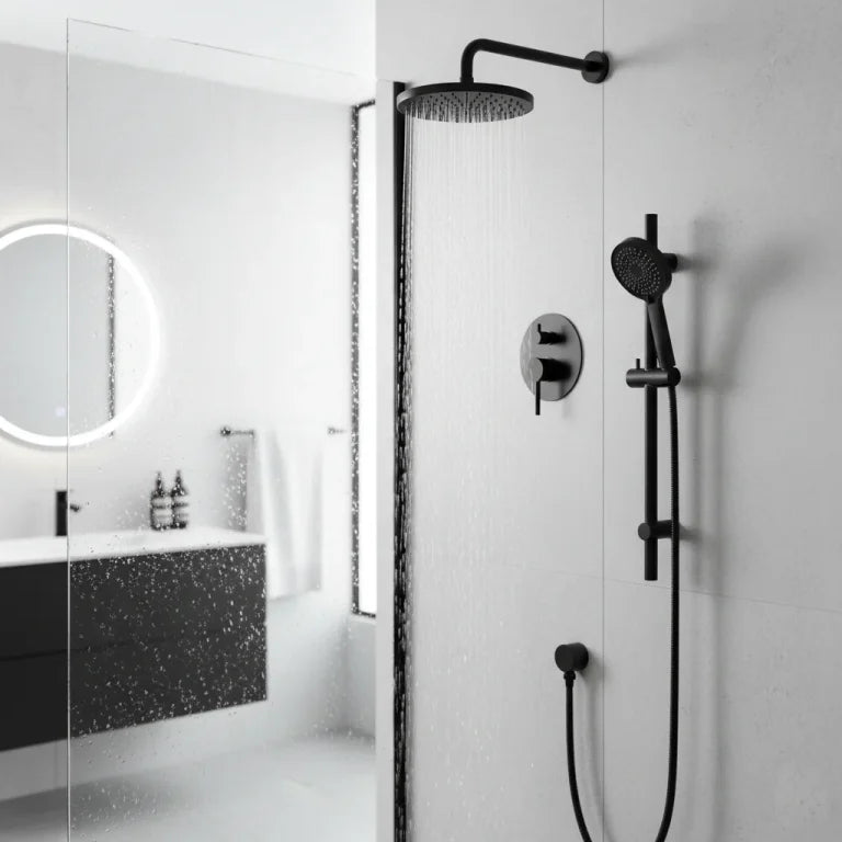 Ensemble de douche pluie avec pomme ronde et douchette à main 3 fonctions