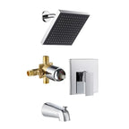 Ensemble de robinet de douche avec pomme carrée et bec de bain