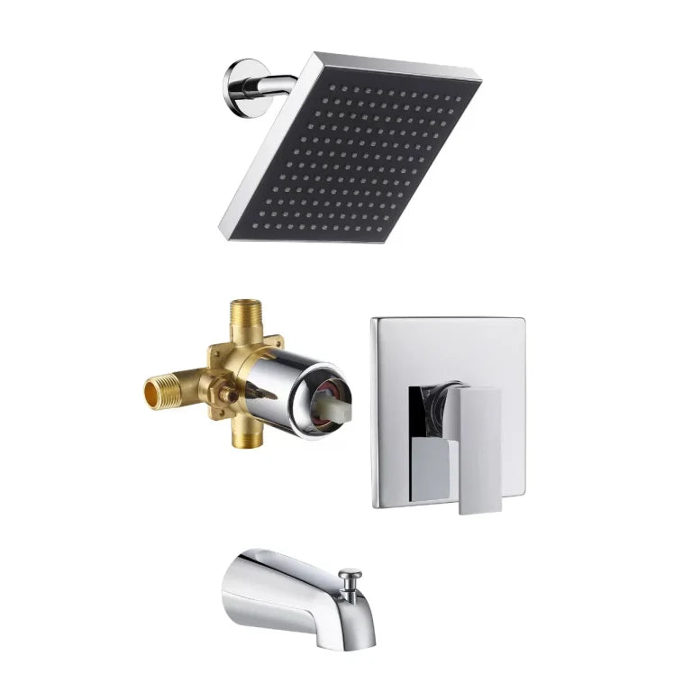 Ensemble de robinet de douche avec pomme carrée et bec de bain
