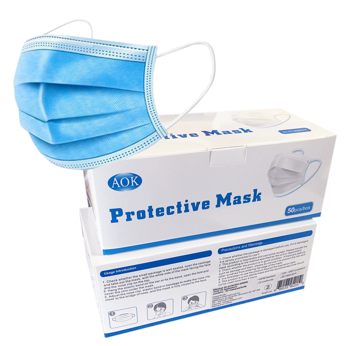 Masque de protection 50 pcs/boîte - 2 paquets en promo