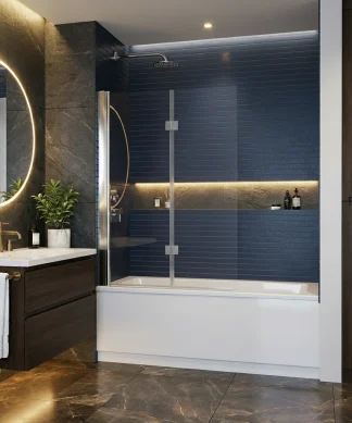 Série Twin : Porte de bain-douche chromée 39" x 55"